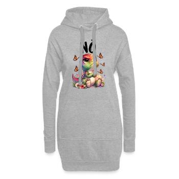 Dinosaurier Dinos Spruch Nö für Jungen und Mädchen - Hoodie-Kleid - Grau meliert - Vorne