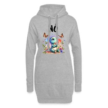 Dinosaurier Dinos Spruch Nö für Jungen und Mädchen - Hoodie-Kleid - Grau meliert - Vorne