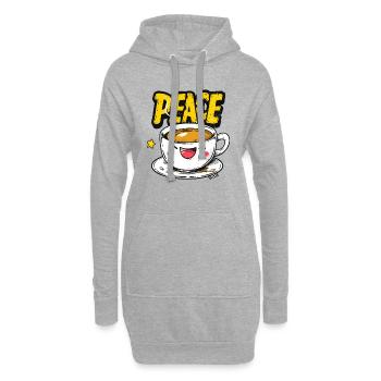 Lustige lachende Tasse Frieden, Kaffee und Tee - Hoodie-Kleid - Grau meliert - Vorne