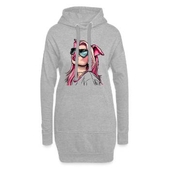 Superstar et influenceuse cool cochon girl - Sweat-shirt à capuche long Femme - gris chiné - Devant