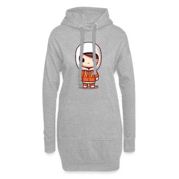 Mignon Kawaii Chibi Kid avec veste à capuche - Sweat-shirt à capuche long Femme - gris chiné - Devant