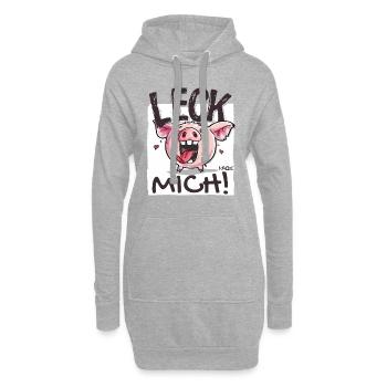Kleines freches Schwein: Leck Mich - Hoodie-Kleid - Grau meliert - Vorne