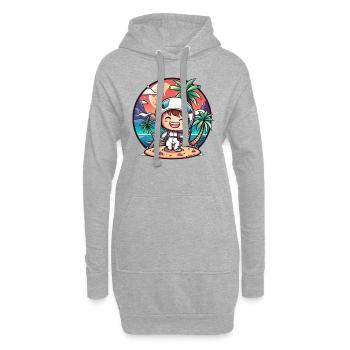 Kleiner süßer Astronaut auf einer Insel im Urlaub - Hoodie-Kleid - Grau meliert - Vorne