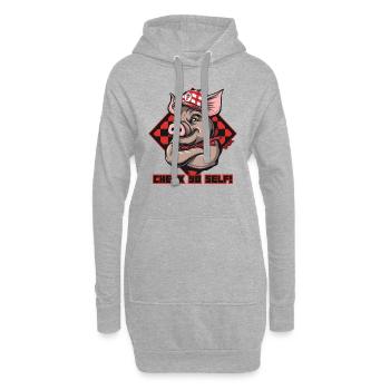 Vérifiez vous-même, cochon de chapeau de camionneur - Sweat-shirt à capuche long Femme - gris chiné - Devant