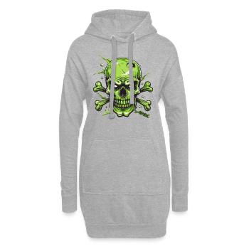 Angry Green Skull - Hoodie Dress - heather grey - Front