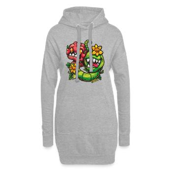 Fleurs de monstre drôle - Sweat-shirt à capuche long Femme - gris chiné - Devant