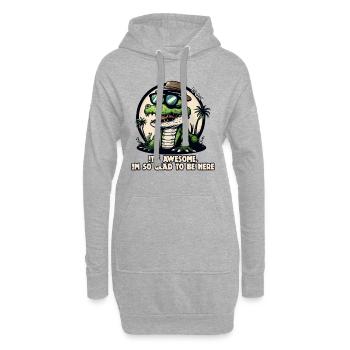 Heureux d’être ici : Cool Alligator - Sweat-shirt à capuche long Femme - gris chiné - Devant