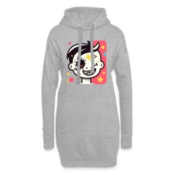 Abstraktes Lustiges Cooles Cartoon-Kind - Hoodie-Kleid - Grau meliert - Vorne