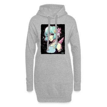 Coole Anime Sci-Fi-Cyborg-Mädchen - Hoodie-Kleid - Grau meliert - Vorne
