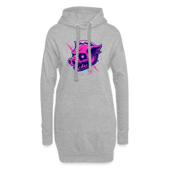 Pinkes Cyber-Schwein Punk - Hoodie-Kleid - Grau meliert - Vorne