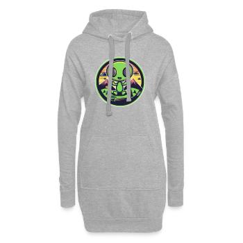 Extraterrestre mignon joyeux dans la nature - Sweat-shirt à capuche long Femme - gris chiné - Devant