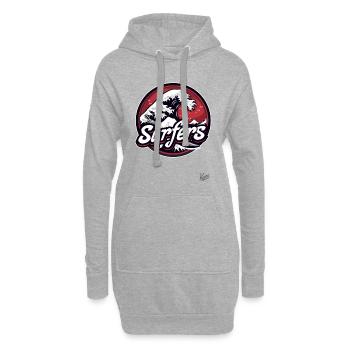 Wellen Surfer: Schnapp Dir die Welle und reite sie - Hoodie-Kleid - Grau meliert - Vorne