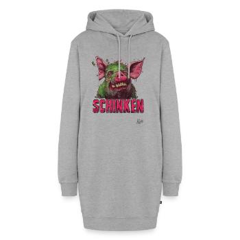 Schinken-Zombie-Schwein - Hoodie-Kleid - Grau meliert - Vorne
