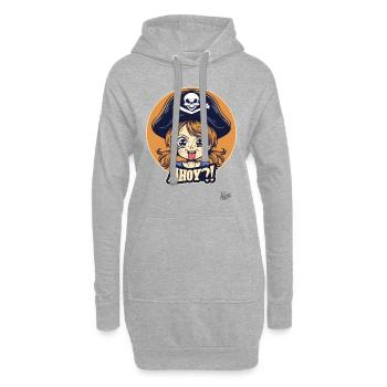 Petite fille pirate mignonne et coquine dit Ahoy - Sweat-shirt à capuche long Femme - gris chiné - Devant