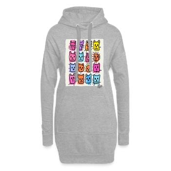 Animaux drôles et idiots et visages d’animaux - Sweat-shirt à capuche long Femme - gris chiné - Devant
