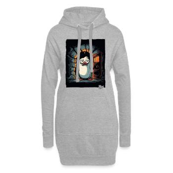 Verdutzter kleiner süßer Vogel im Kerker Verließ - Hoodie-Kleid - Grau meliert - Vorne