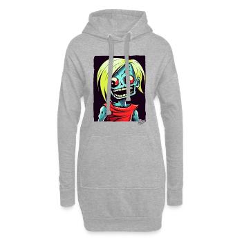 Dessin animé crâne Zombie Spinner - Sweat-shirt à capuche long Femme - gris chiné - Devant