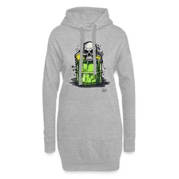 Toxic waste bin with skull - Hoodie Dress - heather grey - Front