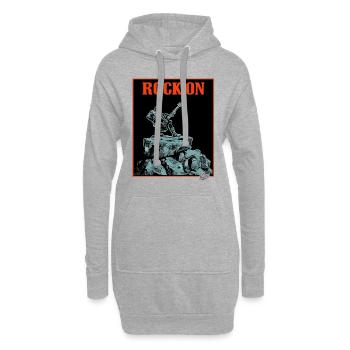 Musique du rock : sur un rocher avec guitare - Sweat-shirt à capuche long Femme - gris chiné - Devant