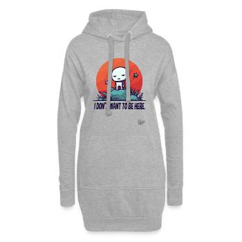 drôle mignon extraterrestre : Je ne veux pas être ici - Sweat-shirt à capuche long Femme - gris chiné - Devant