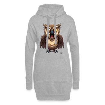 Un hibou de dessin animé drôle et hurlant - Sweat-shirt à capuche long Femme - gris chiné - Devant