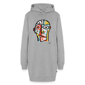 Cubisme abstrait : la tête et le visage - Sweat-shirt à capuche long Femme - gris chiné - Devant