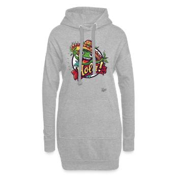 Plante heureuse avec sombrero : ¡Hola ! - Sweat-shirt à capuche long Femme - gris chiné - Devant