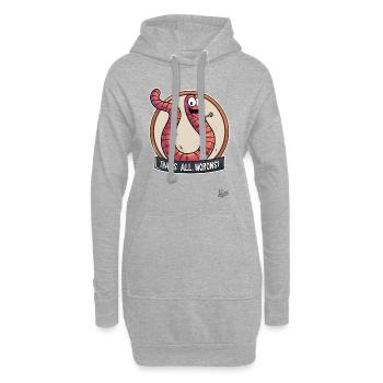 Drôle, effronté, ver : c’est ça, bande d’idiots - Sweat-shirt à capuche long Femme - gris chiné - Devant