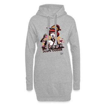 Hobby Geisha: Die fröhliche Sushi-Königin - Hoodie-Kleid - Grau meliert - Vorne