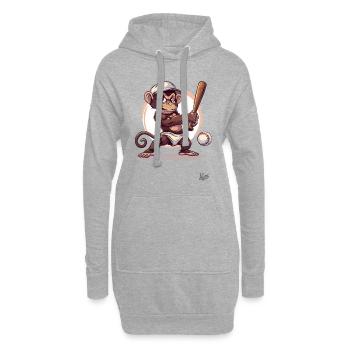 Joueur de baseball avec batte : Baby Monkey - Sweat-shirt à capuche long Femme - gris chiné - Devant