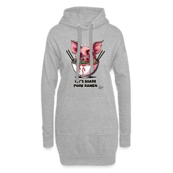 Lass uns Zombie-Schweine-Ramen-Nudeln teilen - Hoodie-Kleid - Grau meliert - Vorne