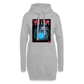 Grand Rat Joyeux : Oui, je le suis ! - Sweat-shirt à capuche long Femme - gris chiné - Devant