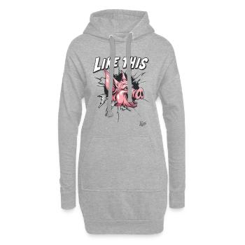 Percée : Comme ce cochon drôle - Sweat-shirt à capuche long Femme - gris chiné - Devant