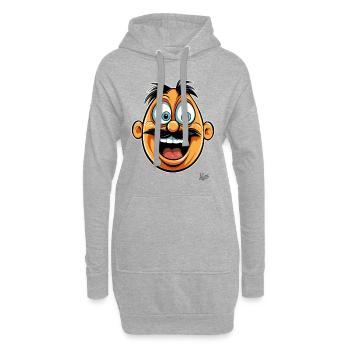 Lustiger Cartoon -Typ mit Schnurrbart - Hoodie-Kleid - Grau meliert - Vorne