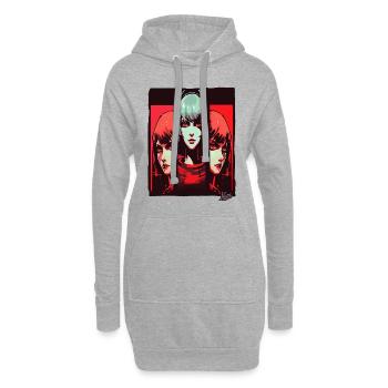 Cyber Sci-Fi : Fille de dessin animé dans l’espace - Sweat-shirt à capuche long Femme - gris chiné - Devant