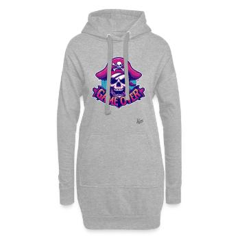 Fin de partie : Crâne de pirate - Sweat-shirt à capuche long Femme - gris chiné - Devant