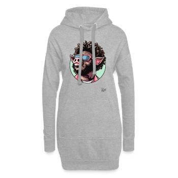Funky Cool Afro Hair : Disco Pig - Sweat-shirt à capuche long Femme - gris chiné - Devant
