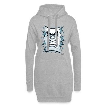 Visage en colère en papier - Sweat-shirt à capuche long Femme - gris chiné - Devant
