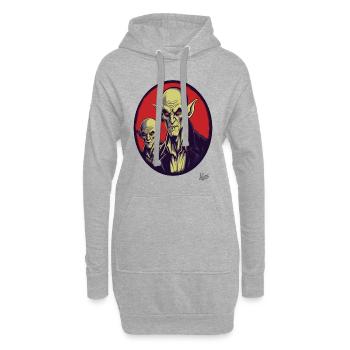 Alte Vampir-Brüder: Bissiger Nostalgie Vampir - Hoodie-Kleid - Grau meliert - Vorne