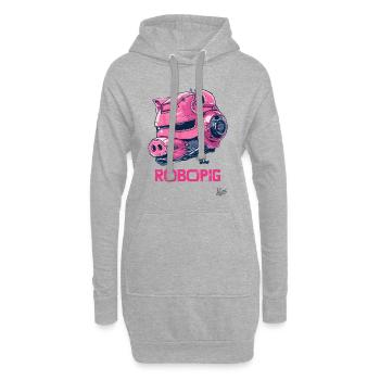 Robo-Pig: Der cybernetische Roboter-Schwein - Hoodie-Kleid - Grau meliert - Vorne