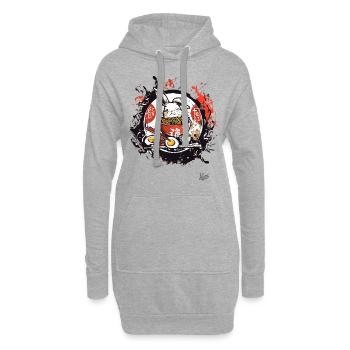 Œufs, nouilles et lapin avec ramen japonais - Sweat-shirt à capuche long Femme - gris chiné - Devant