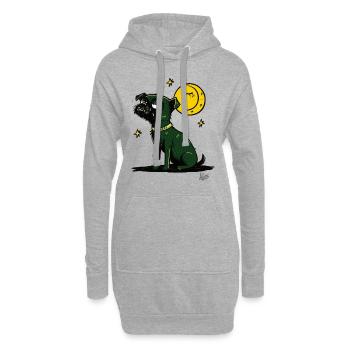Schnauzer fatigué : Chien avec une lune et des étoiles - Sweat-shirt à capuche long Femme - gris chiné - Devant