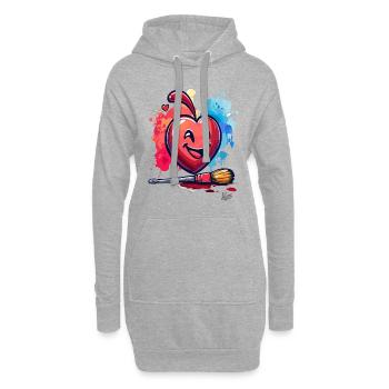 Un pinceau, un sourire et un cœur pour l’art - Sweat-shirt à capuche long Femme - gris chiné - Devant