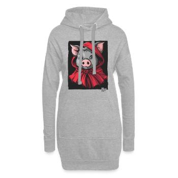 Le conte de fées du Petit Cochon Chaperon Rouge - Sweat-shirt à capuche long Femme - gris chiné - Devant