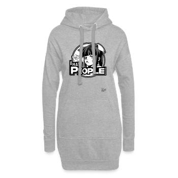 Annoyed cartoon girl: "I hate people" - Hoodie Dress - heather grey - Front
