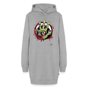 Zombies leben: Grüne Zombie Hand mit Auge - Hoodie-Kleid - Grau meliert - Vorne