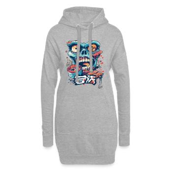 Ramen Sushi Thon Manger Crâne - Sweat-shirt à capuche long Femme - gris chiné - Devant