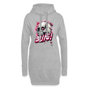 Diamanten Rubine Bling Totenkopf - Hoodie-Kleid - Grau meliert - Vorne