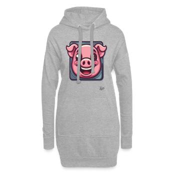 Mignon petit cochon de dessin animé dans le cadre - Sweat-shirt à capuche long Femme - gris chiné - Devant