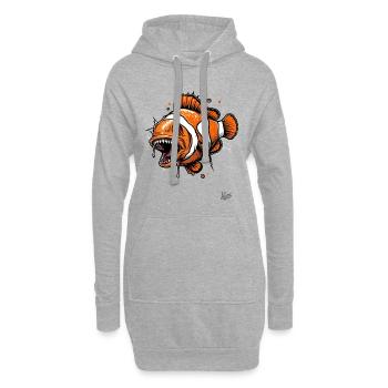 Lustiger Horror Clownfisch - Hoodie-Kleid - Grau meliert - Vorne